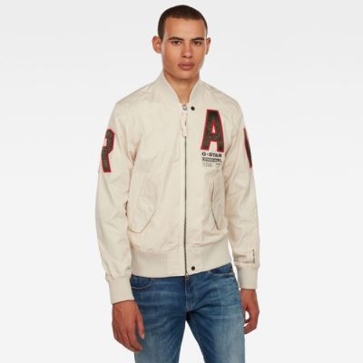 Férfi G-Star Arris Unpadded Artwork Bomber Jacket Kabát Fehér Magyarország | ZDTBCII