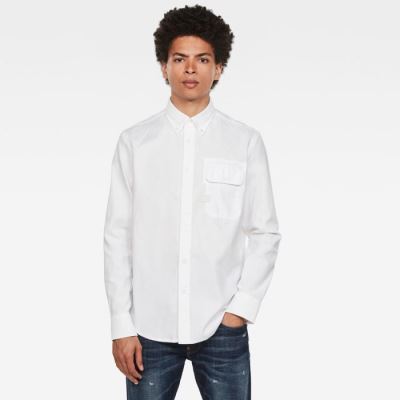 Férfi G-Star Bristum Flap Button Down Slim Ingek Fehér Magyarország | TMMDARC