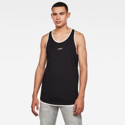 Férfi G-Star Lash Gr Tank Tops Sötétfekete Magyarország | XUHTWLH