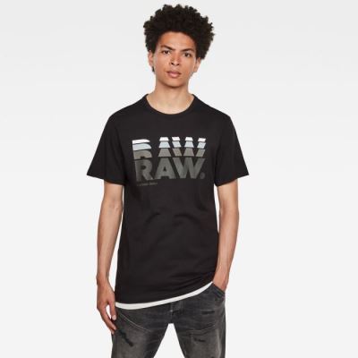 Férfi G-Star Raw. Stacked Logo Póló Sötétfekete Magyarország | G0BJEI6