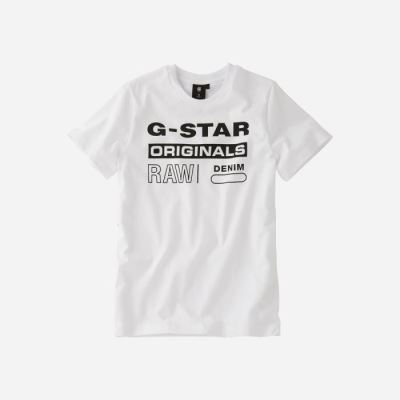 Gyerek G-Star Graphic Print Póló Fehér Magyarország | 9N5R27Z