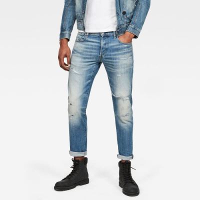 G-Star Raw Jeans - G-Star 3301 Slim Farmer Nadrág Kék Magyarország | NQCLY6T