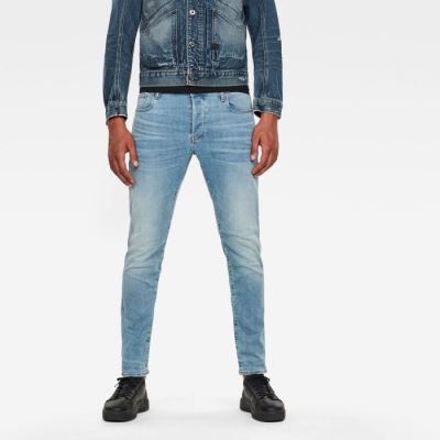 G-Star Raw Jeans - G-Star 3301 Slim Farmer Nadrág Világos Sötétkék Magyarország | DN45C6H