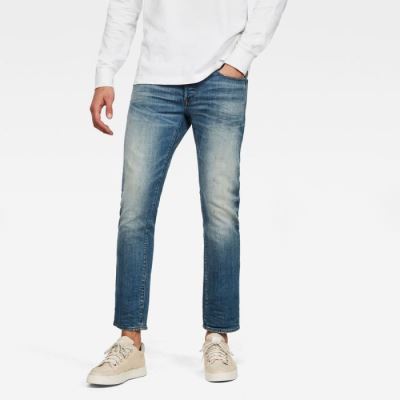 G-Star Raw Jeans - G-Star 3301 Straight Farmer Nadrág Kék Fehér Magyarország | 5Y8CH68