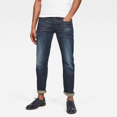 G-Star Raw Jeans - G-Star 3301 Straight Farmer Nadrág Sötétkék Fehér Magyarország | FHXO3YK