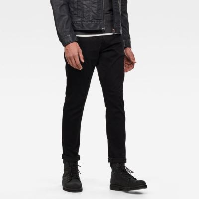 G-Star Raw Jeans - G-Star 3301 Straight Tapered Farmer Nadrág Fekete Magyarország | P1AXYFN