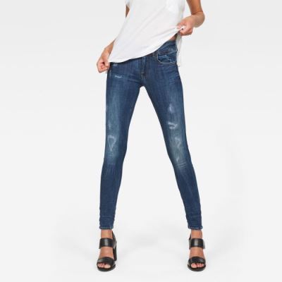 G-Star Raw Jeans - G-Star Lynn D-mid-waist Super Skinny Farmer Nadrág Sötétkék Magyarország | QALHTCB