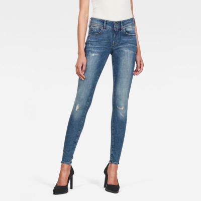 G-Star Raw Jeans - G-Star Lynn Mid Super Skinny Farmer Nadrág Kék Magyarország | 30FL2KQ