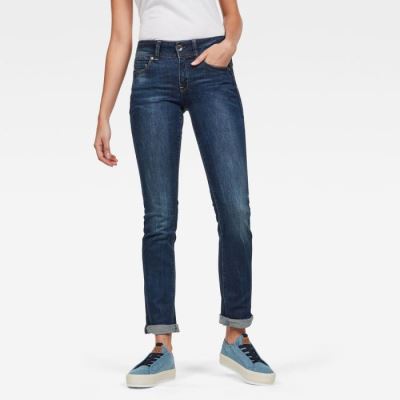 G-Star Raw Jeans - G-Star Midge Mid Straight Farmer Nadrág Obszidián Magyarország | UTZT3TG