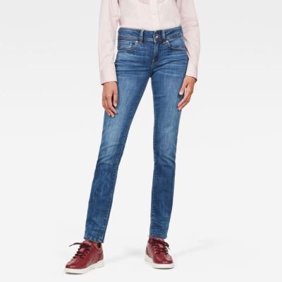 G-Star Raw Jeans - G-Star Midge Saddle Straight Farmer Nadrág Sötétkék Magyarország | XSPKMRH