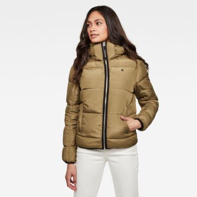 Női G-Star Meefic Sundu Quilted Csuklyás Overshirt Down Jacket Olivazöld Magyarország | AB54O4G