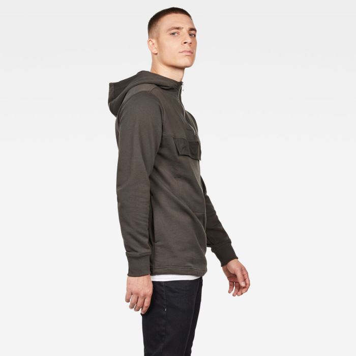 Férfi G-Star Anorak Half Zip Pulóverek Mélyolivazöld Magyarország | BU6Y350