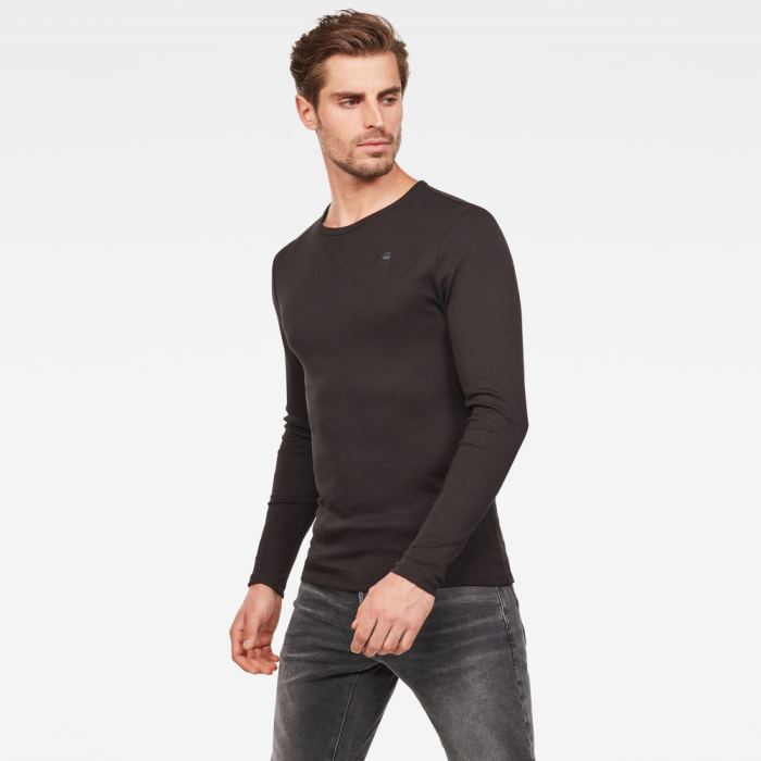 Férfi G-Star Basic Round Neck Póló Fekete Magyarország | BIY19BZ