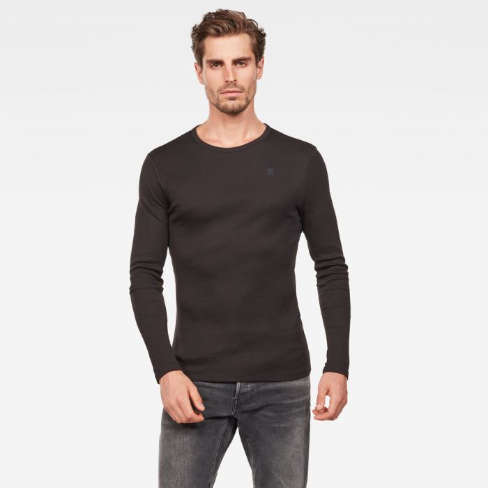 Férfi G-Star Basic Round Neck Póló Fekete Magyarország | BIY19BZ