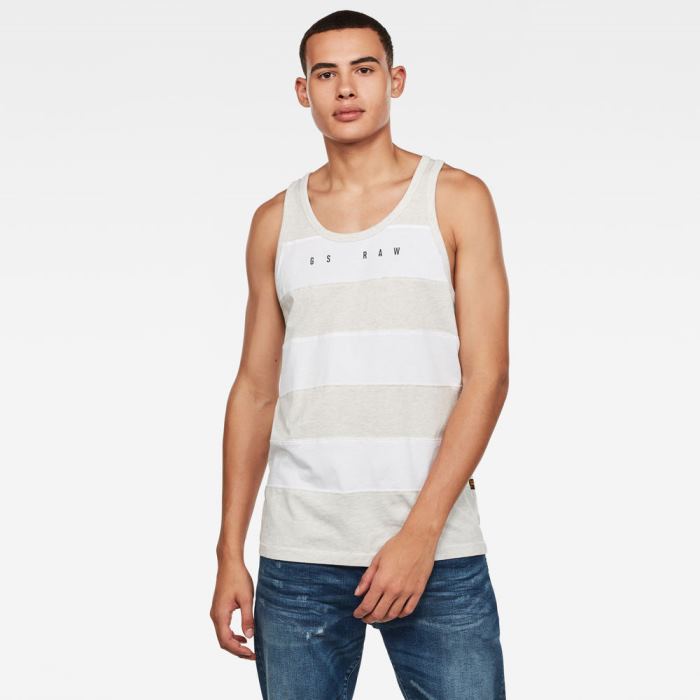 Férfi G-Star Block Stripe Gr Tank Tops Fehér Magyarország | WIYHHCC