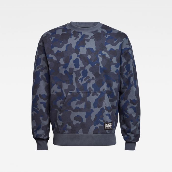 Férfi G-Star Brush Camo Pulóverek Kék Camo Magyarország | 6SWGYJM