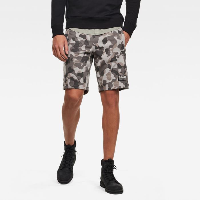 Férfi G-Star Brush Camo Sweat Rövidnadrág Szürke Camo Magyarország | 1QPS9MP