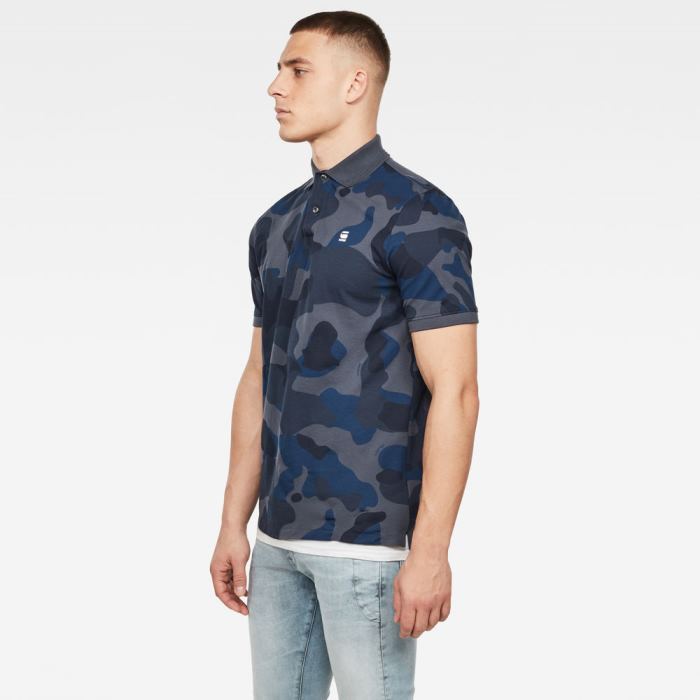 Férfi G-Star Camo Allover Gr Pólóing Kék Camo Magyarország | SAQPG8L