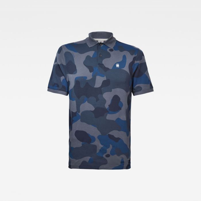 Férfi G-Star Camo Allover Gr Pólóing Kék Camo Magyarország | SAQPG8L