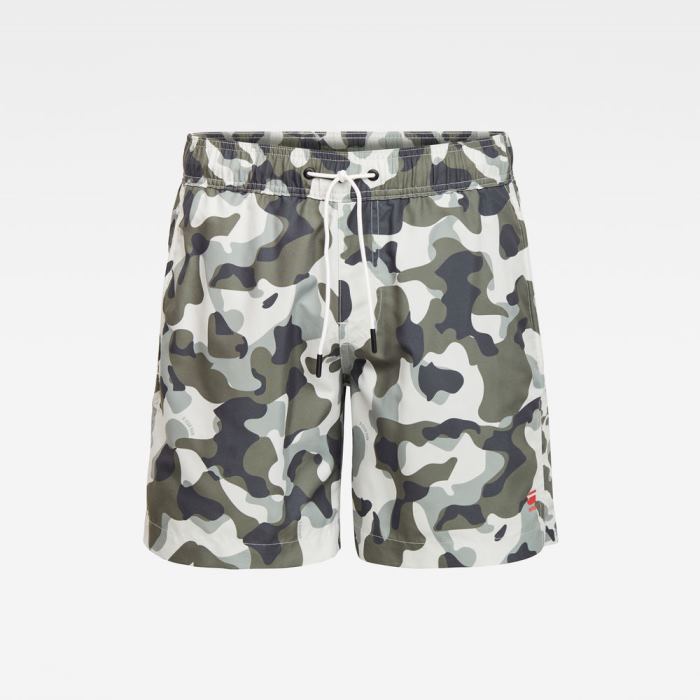 Férfi G-Star Dirik Side Panel Allover Swim Shorts Szürke Camo Magyarország | 4JK33I7