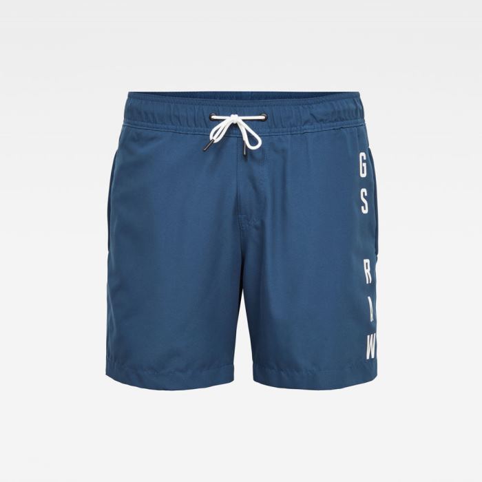 Férfi G-Star Dirik Solid Artwork Swim Shorts Mélykék Magyarország | VWAQ23S