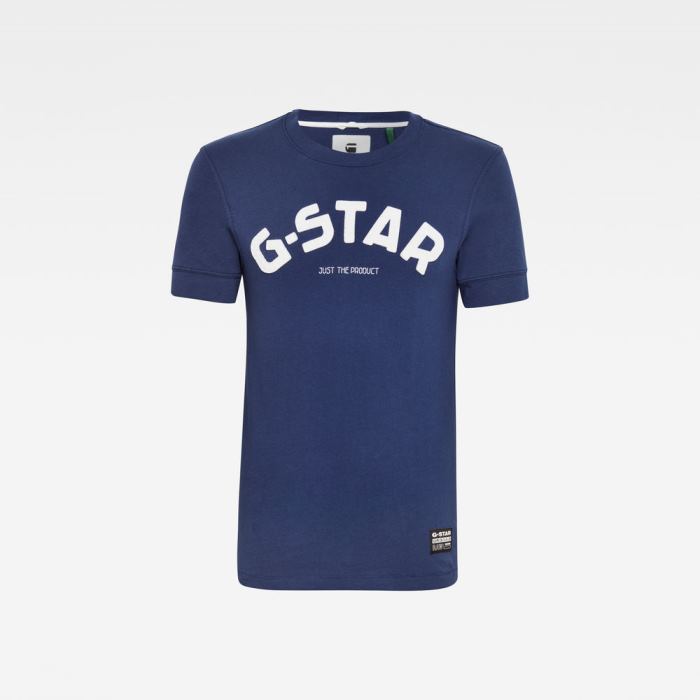 Férfi G-Star Felt Applique Logo Slim Póló Királykék Kék Magyarország | Z0COS5V