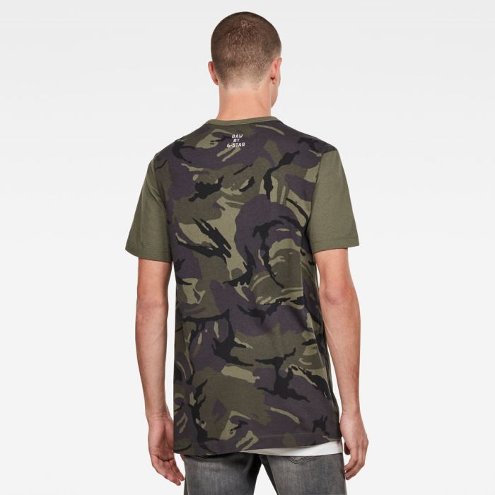 Férfi G-Star Gsraw Back Camo Allover Gr Póló Olivazöld Camo Magyarország | ROZQU5C