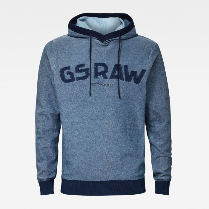 Férfi G-Star Gsraw Csuklyás Knit Pulóverek Sötétkék Magyarország | HR2168L