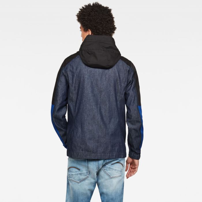 Férfi G-Star Mix Csuklyás Denim Jacket Kék Magyarország | 675XKXB