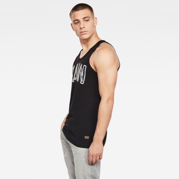 Férfi G-Star Multi Layer Raw Gr Tank Tops Sötétfekete Magyarország | DU0UACO