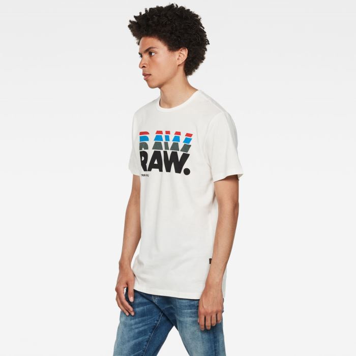 Férfi G-Star Raw. Stacked Logo Póló Fehér Magyarország | AQQTS4Z