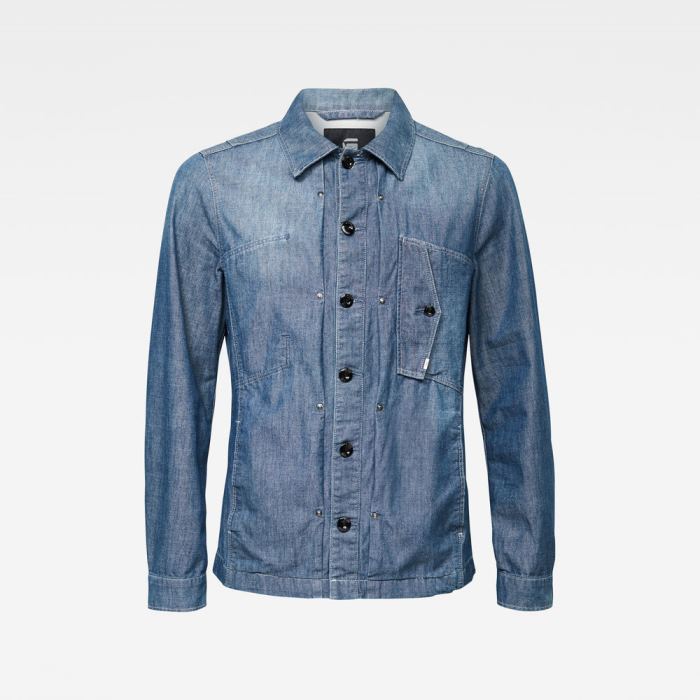 Férfi G-Star Scutar Denim Overshirt Sötétkék Magyarország | 0SPST8R