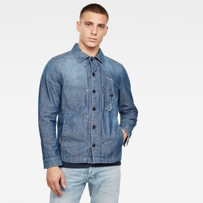 Férfi G-Star Scutar Denim Overshirt Sötétkék Magyarország | 0SPST8R