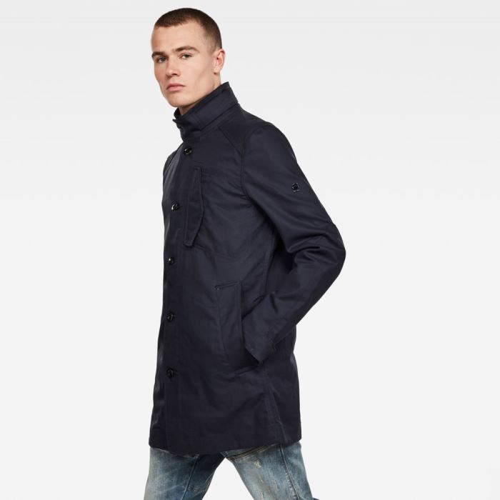 Férfi G-Star Scutar Half Bélelt Trench Coats Kabát Kék Magyarország | 8VT3ZFH