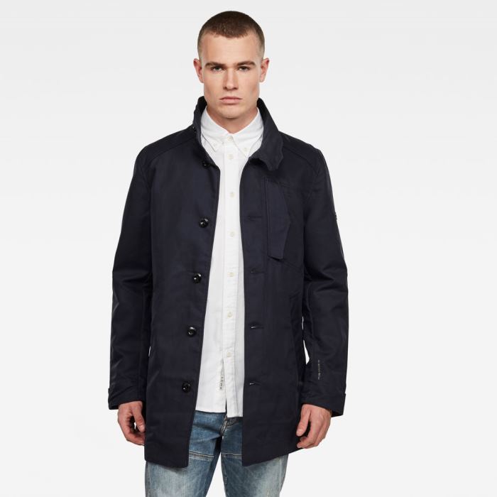 Férfi G-Star Scutar Half Bélelt Trench Coats Kabát Kék Magyarország | 8VT3ZFH