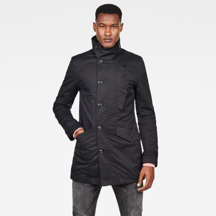 Férfi G-Star Scutar Utility Trench Coats Kabát Sötétfekete Magyarország | DKNN9A5