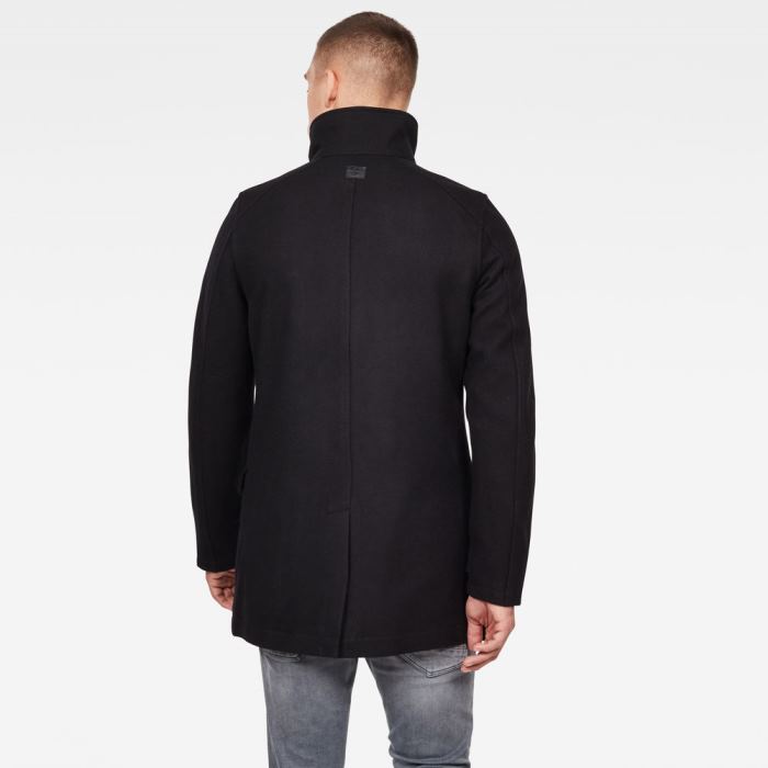 Férfi G-Star Scutar Utility Wool Trench Coats Kabát Sötétfekete Magyarország | R65E1ZG