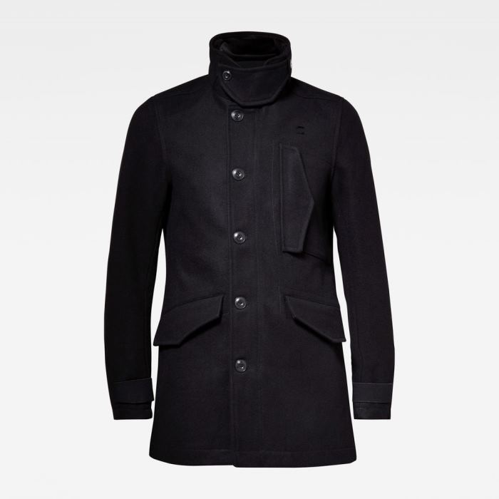 Férfi G-Star Scutar Utility Wool Trench Coats Kabát Sötétfekete Magyarország | R65E1ZG