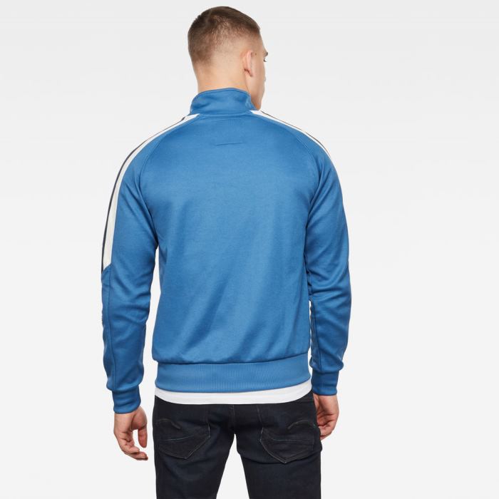 Férfi G-Star Side Stripe Pálya Sweaters Kabát Kék Magyarország | 8N75A0C