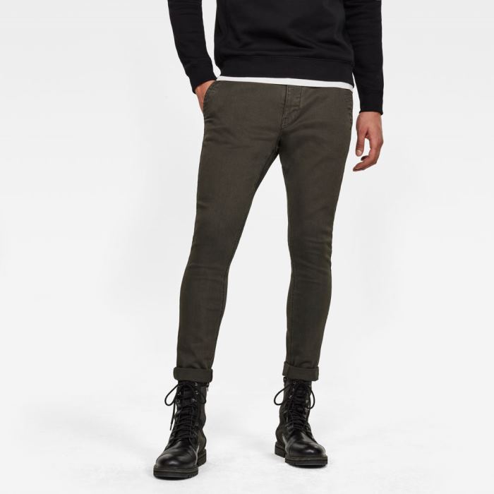 Férfi G-Star Skinny Chinos Mélyolivazöld Magyarország | KAEP7OE