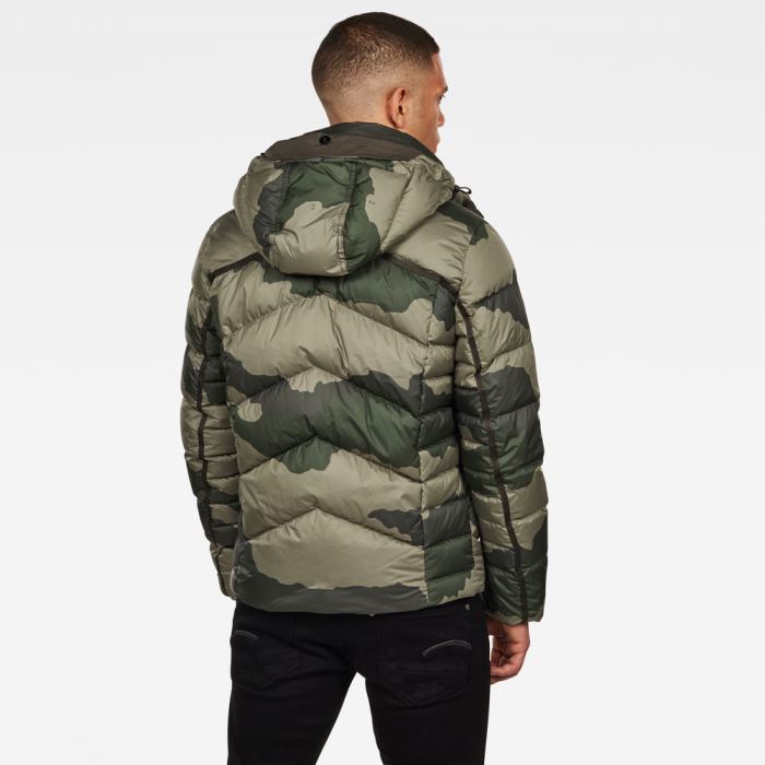 Férfi G-Star Whistler Down Puffer Jacket Kabát Sötétzöld Camo Magyarország | GUDCJCM