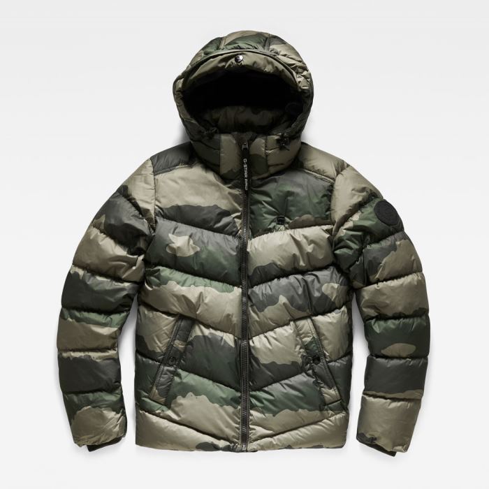 Férfi G-Star Whistler Down Puffer Jacket Kabát Sötétzöld Camo Magyarország | GUDCJCM