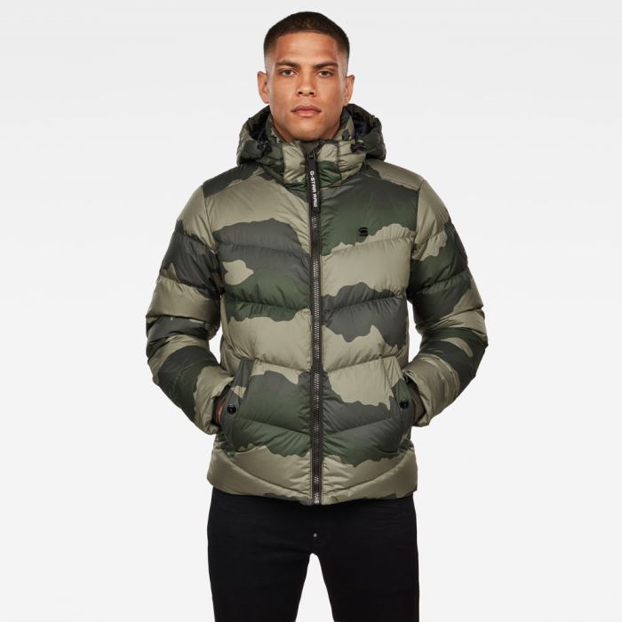 Férfi G-Star Whistler Down Puffer Jacket Kabát Sötétzöld Camo Magyarország | GUDCJCM