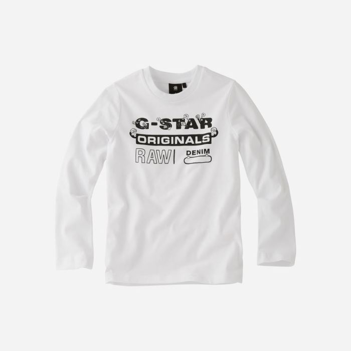 Gyerek G-Star Long Sleeves Póló Fehér Magyarország | KEDHCSJ