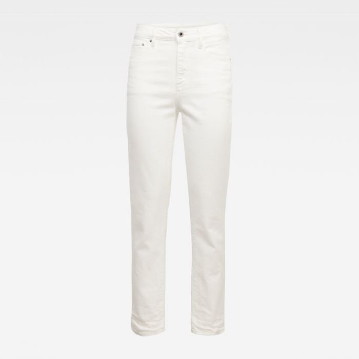 G-Star Raw Jeans - G-Star 3301 High Straight 90's Ankle Farmer Nadrág Fehér Magyarország | 5QH2ZF0