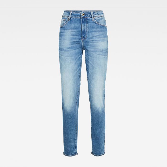 G-Star Raw Jeans - G-Star 3301 High Straight 90's Ankle Farmer Nadrág Kék Fehér Magyarország | OM176C4