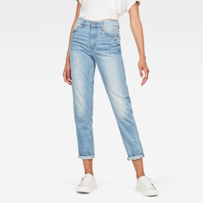 G-Star Raw Jeans - G-Star 3301 High Straight 90\'s Farmer Nadrág Kék Fehér Magyarország | Q3JVTC2