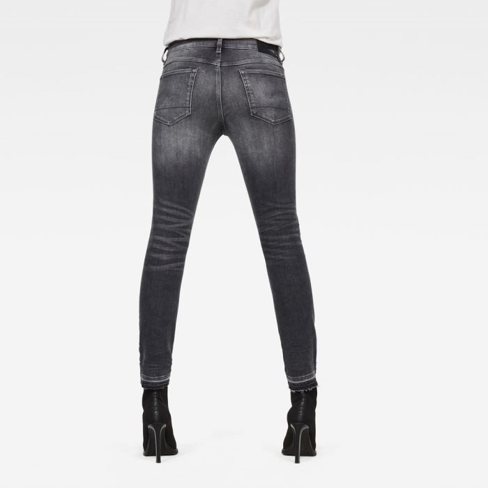 G-Star Raw Jeans - G-Star 3301 Mid Skinny Ripped Edge Ankle Farmer Nadrág Sötétszürke Magyarország | 7YHEQBT