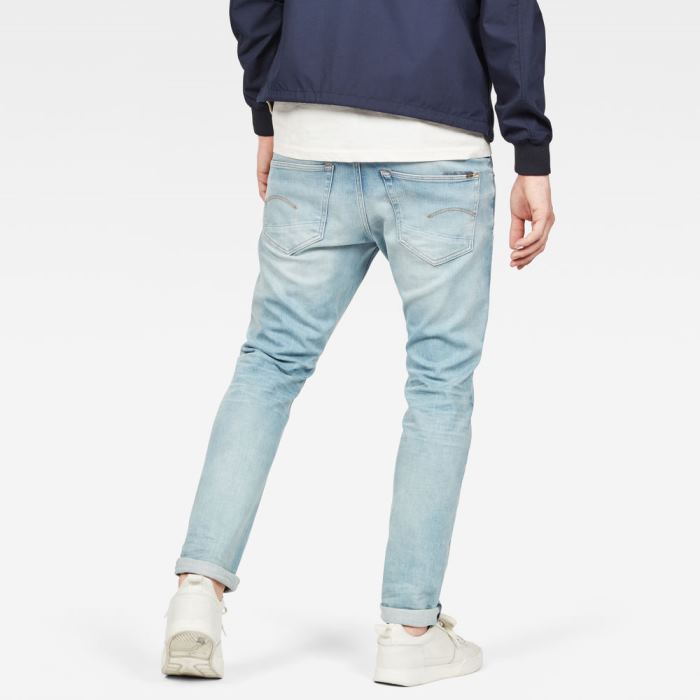 G-Star Raw Jeans - G-Star 3301 Slim Farmer Nadrág Kék Fehér Magyarország | OZHSDDL