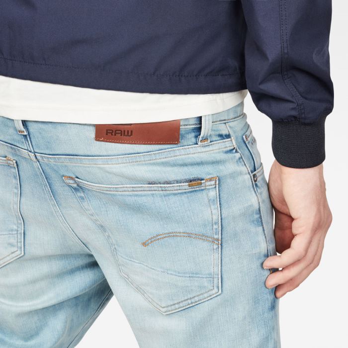 G-Star Raw Jeans - G-Star 3301 Slim Farmer Nadrág Kék Fehér Magyarország | OZHSDDL